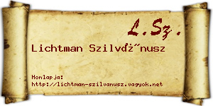 Lichtman Szilvánusz névjegykártya